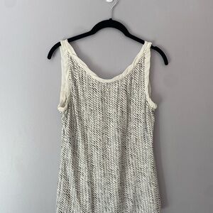 LOFT Cream and Black Patterned Tank Top